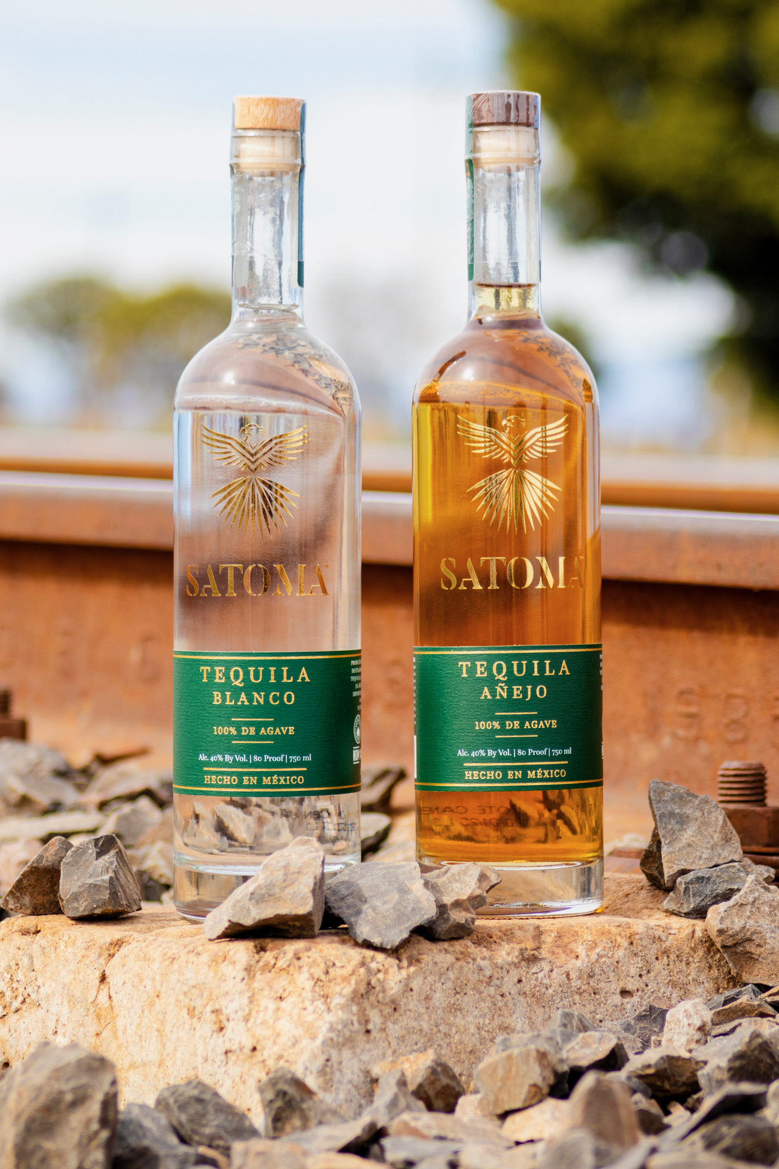 Satoma Blanco and Añejo on railway tracks