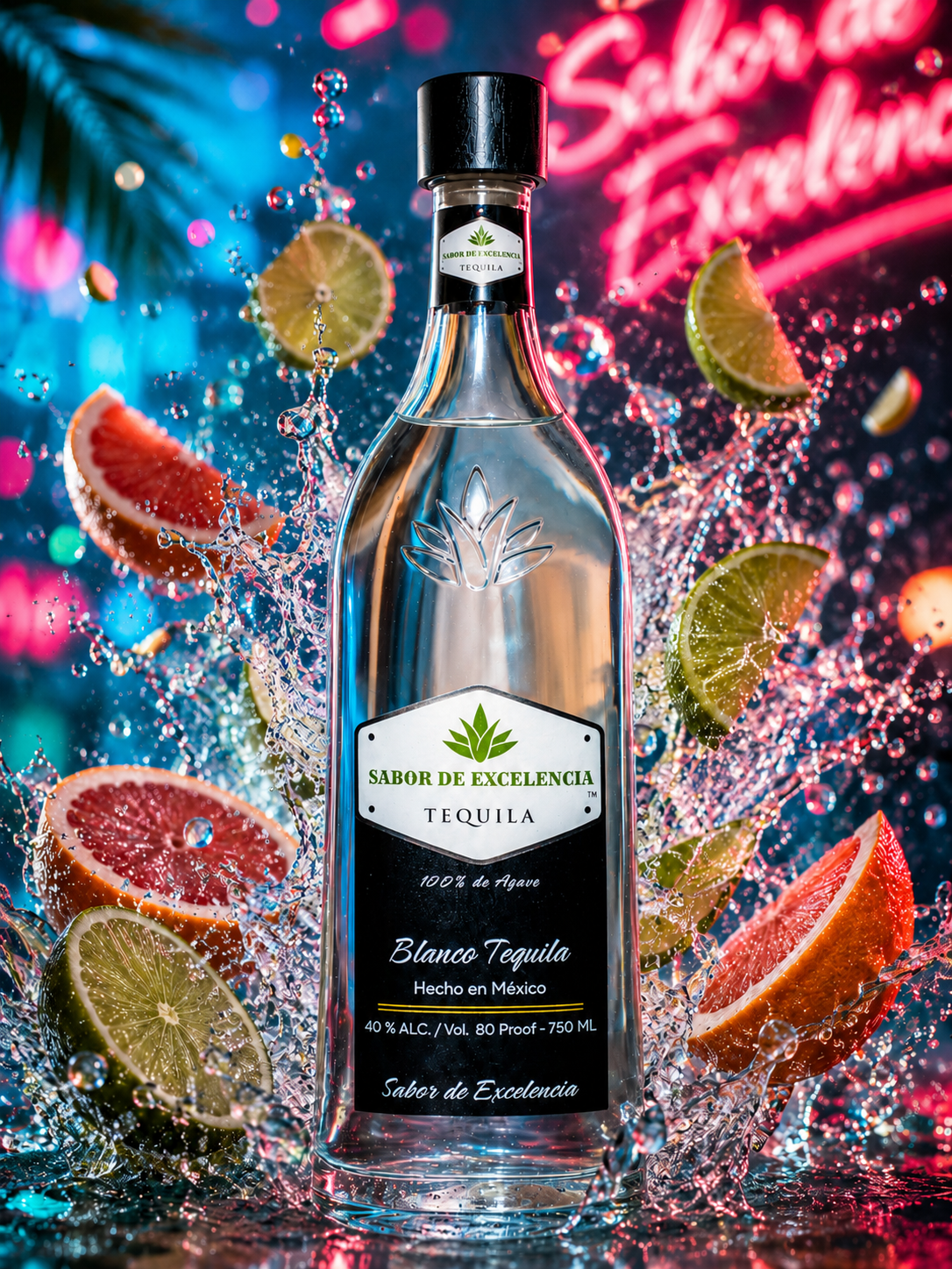 Sabor de Excelencia Blanco premium neon splash with citrus